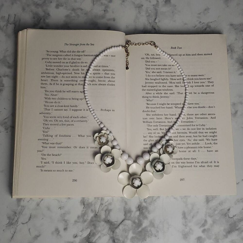 White Floral Statement Necklace